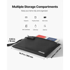 VEVOR Fireproof Document Bag, 1832 ℉ Heat Insulated Fireproof & Waterproof Bag with Lock, Portable File Storage