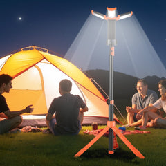VEVOR LED Work Light with Stand, 13.2Ah, Rechargeable Cordless Camping Light, with 3 Lamp Heads, Detachable Tripod