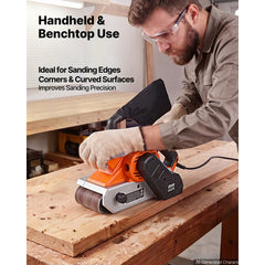 VEVOR 11.5A Belt Sander 4" x 24" Woodworking Belt Sander 6 Variable Speeds, 900-1550 FPM Sanding Machine with 10PCS