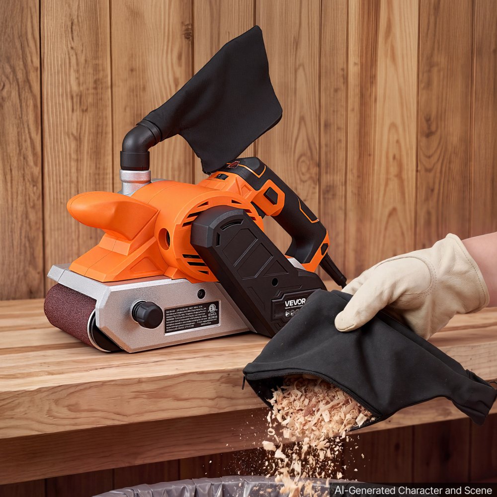 VEVOR 11.5A Belt Sander 4" x 24" Woodworking Belt Sander 6 Variable Speeds, 900-1550 FPM Sanding Machine with 10PCS