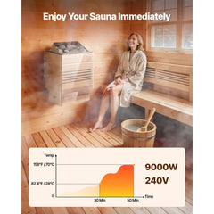 VEVOR Sauna Heater, 9KW 240V Electric Sauna Stove, Dry Steam Bath Saunas Stove with Pre-Drilled Bracket, Fit 317.8 to