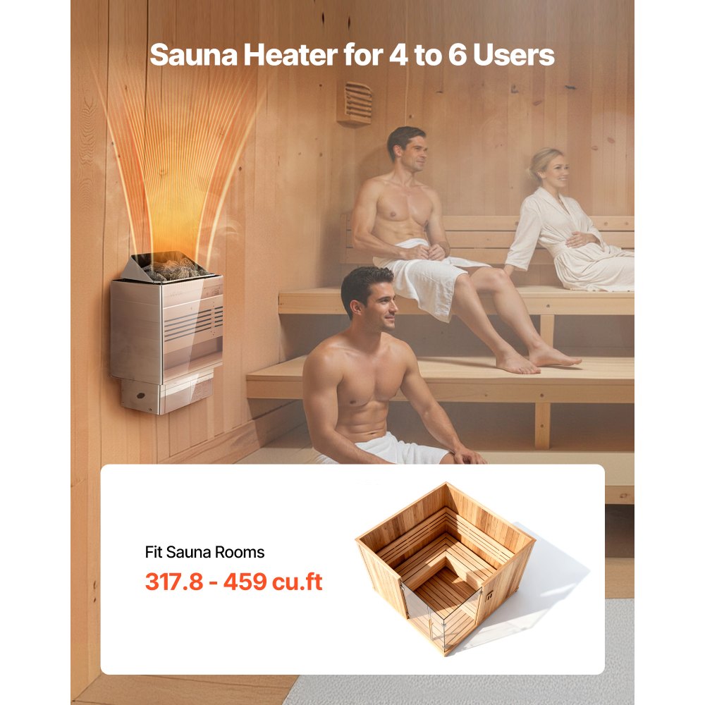 VEVOR Sauna Heater, 9KW 240V Electric Sauna Stove, Dry Steam Bath Saunas Stove with Pre-Drilled Bracket, Fit 317.8 to