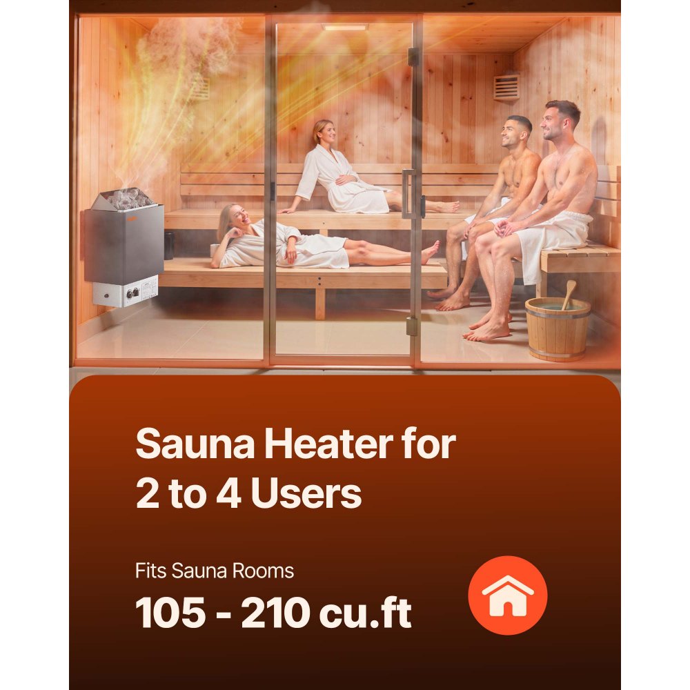 VEVOR Sauna Heater, 4.5KW 220V Electric Sauna Stove, Steam Bath Sauna Heater with Built-In Controls, 3h Timer and