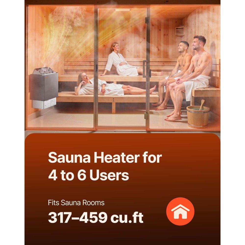 VEVOR Sauna Heater, 9KW 220V Electric Sauna Stove, Steam Bath Sauna Heater with External Digital Controller, 3h Timer