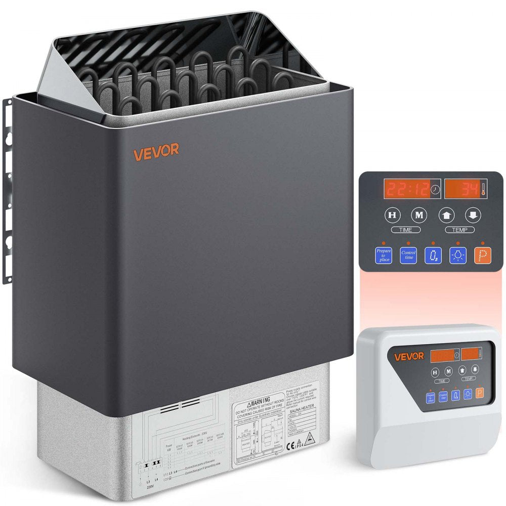 VEVOR Sauna Heater, 9KW 220V Electric Sauna Stove, Steam Bath Sauna Heater with External Digital Controller, 3h Timer