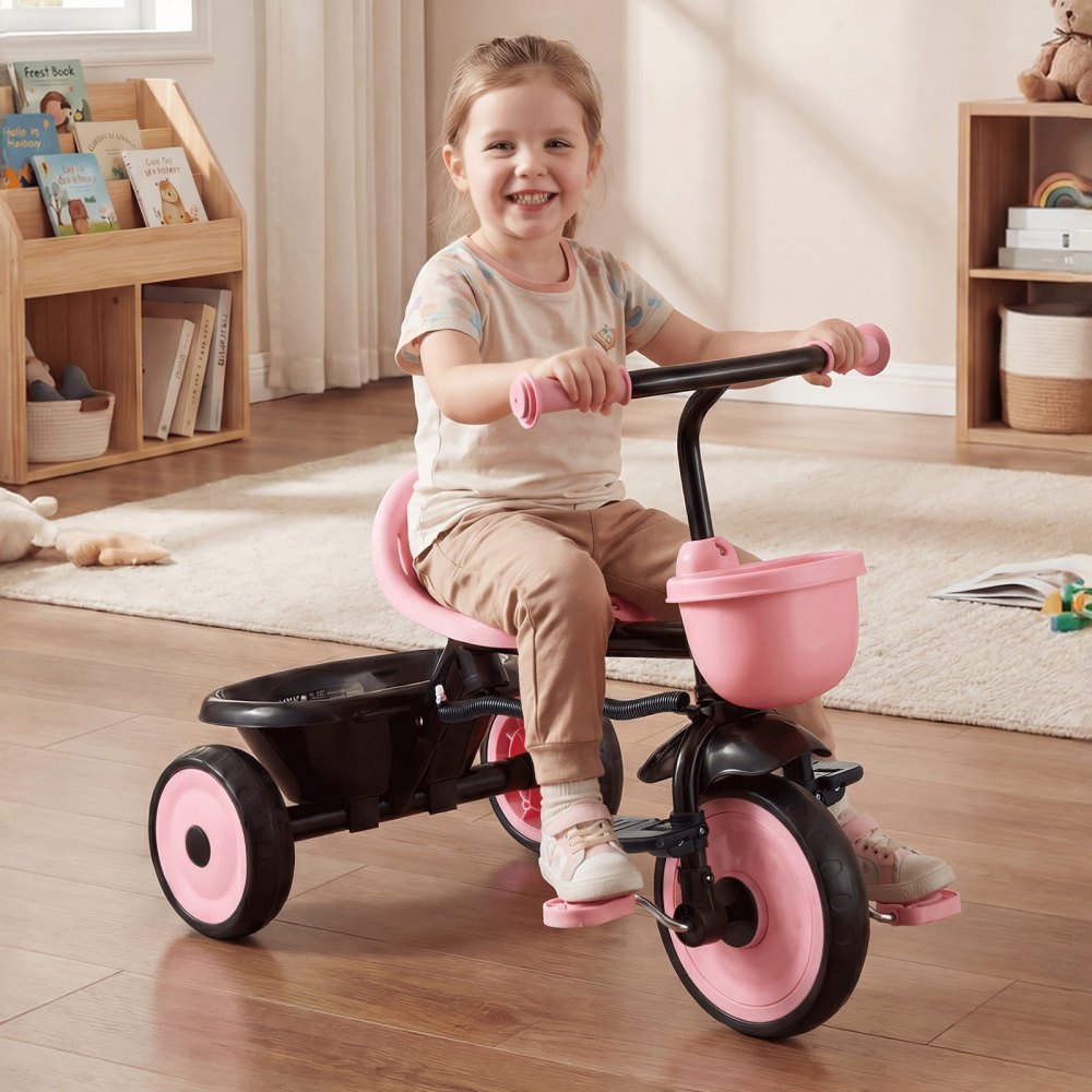 VEVOR Toddler Tricycle & Stroller for 18 Months to 5 Year Old, Kids Trike with Parent Push Handle, Adjustable Seat &