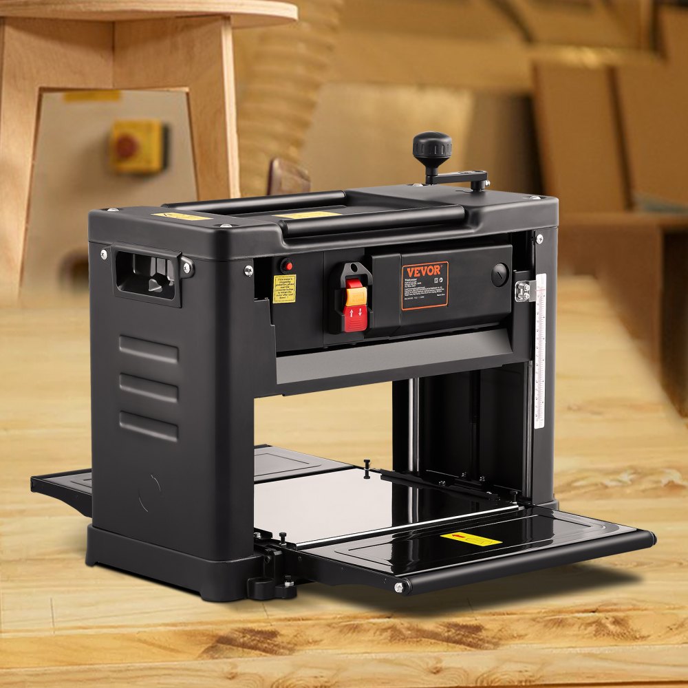 VEVOR Thickness Planer, Single Speed, 13" Width Worktable Benchtop Planer, Two-Blade, 15-Amp 2000W Powerful Motor, 12"