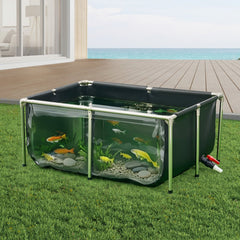 VEVOR Canvas Fish Pond, 126.8 Gal Above Ground Fish Pond, PVC Koi Tank with Clear Viewing Panel, Rectangular Goldfish