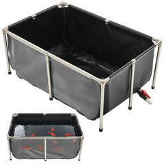VEVOR Canvas Fish Pond, 126.8 Gal Above Ground Fish Pond, PVC Koi Tank with Clear Viewing Panel, Rectangular Goldfish