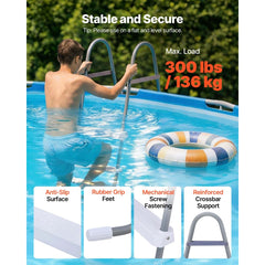 VEVOR Above Ground Pool Ladder, 4-Step Steel A-Frame Swimming Pool Stairs for 48 in High Wall, 300 lbs Capacity