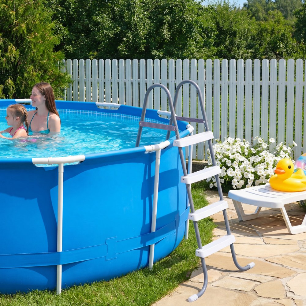 VEVOR Above Ground Pool Ladder, 4-Step Steel A-Frame Swimming Pool Stairs for 48 in High Wall, 300 lbs Capacity