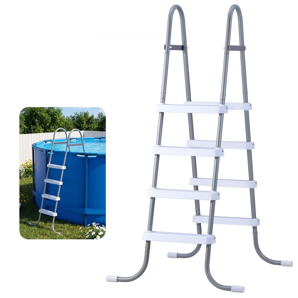 VEVOR Above Ground Pool Ladder, 4-Step Steel A-Frame Swimming Pool Stairs for 48 in High Wall, 300 lbs Capacity