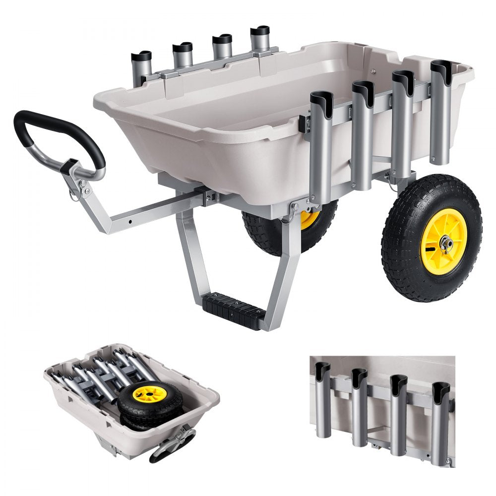 VEVOR Beach Fishing Cart, 200 lbs Load Capacity, Fishing Cart with Poly Bed, Heavy-Duty Aluminum Alloy Frame, 13-Inch
