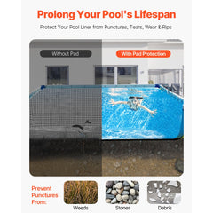 VEVOR Rectangle Pool Liner Pad, 16 x 32 ft Pool Liner Pad for Above Ground Swimming Pools, Extra-Thick Pool Mat