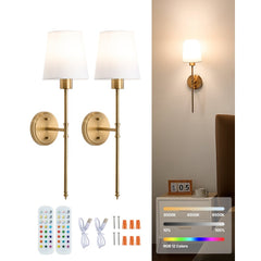 VEVOR Battery Operated Wall Sconce Set of 2, 4000mAh Rechargeable Wireless Wall Lights with Remote Control, 30 Lighting