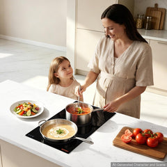 VEVOR Electric Cooktop 12inch 2 Burners Portable Stove Top 1800W 120V, Ceramic Countertop/Built-in Radiant Electric