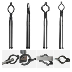 VEVOR Blacksmith Tongs, 18" 4 PCS, V-Bit Bolt Tongs, Wolf Jaw Tongs, Z V-Bit Tongs and Gripping Tongs, Carbon Steel