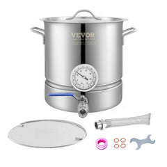 VEVOR Stainless Steel Kettle, 5 GALLON Brewing Pot, Tri Ply Bottom for Beer, Brew Kettle Pot, Home Brewing Supplies