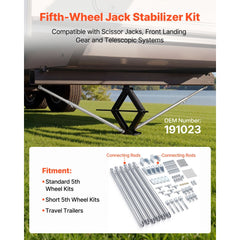 VEVOR JT's Strong Arm Jack Stabilizer Kit 191023, Fits for 5th Wheel RV and Travel Trailer Kit, Fifth-Wheel Jack