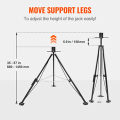 VEVOR 5th Wheel Tripod Stabilizer, 5000 LBS Load Capacity Tripod Fifth Wheel Stabilizer, 35"-57" Adjustable Height RV