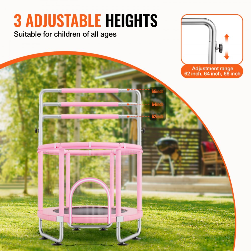 VEVOR 55" Kids Trampoline, 4.6FT Indoor Outdoor Trampoline, Mini Toddler Recreational Trampolinewith Safety Enclosure