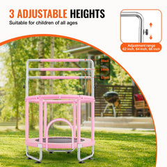 VEVOR 55" Kids Trampoline, 4.6FT Indoor Outdoor Trampoline, Mini Toddler Recreational Trampolinewith Safety Enclosure