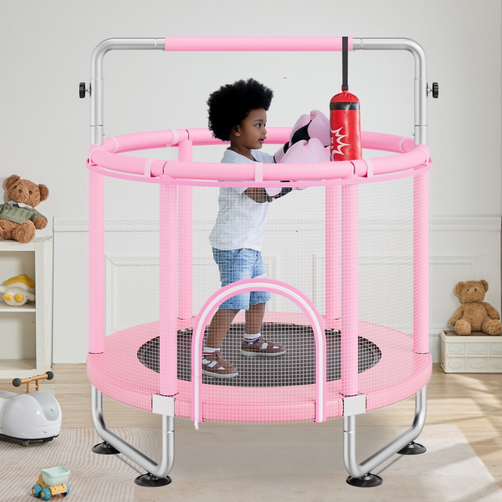 VEVOR 55" Kids Trampoline, 4.6FT Indoor Outdoor Trampoline, Mini Toddler Recreational Trampolinewith Safety Enclosure