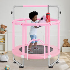 VEVOR 55" Kids Trampoline, 4.6FT Indoor Outdoor Trampoline, Mini Toddler Recreational Trampolinewith Safety Enclosure