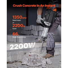 VEVOR Demolition Jack Hammer, 2200W Jack Hammer Concrete Breaker, 1350 BPM Heavy Duty Electric Jack Hammer, 4pcs
