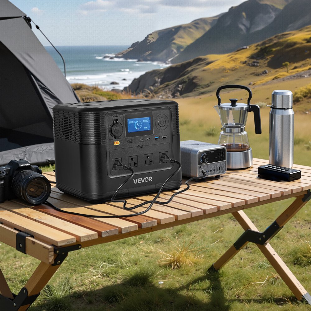 VEVOR Portable Power Station, 1800W Solar Generator Power Station, 1008Wh LiFePO4 Battery Backup with 9 Output Ports