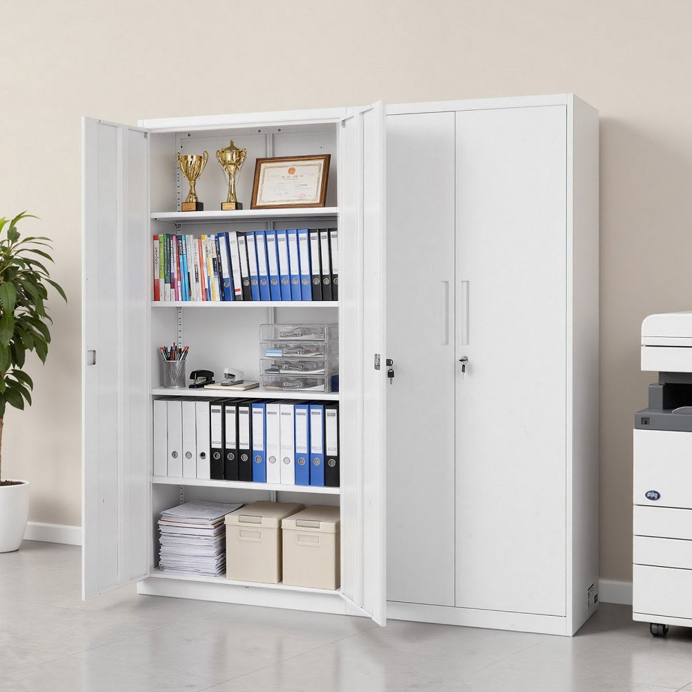 VEVOR Metal Storage Cabinet, 68.9 in Lockable Steel Garage Cabinet with 4 Adjustable Shelves, 2 Magnetic Doors, 2 Keys