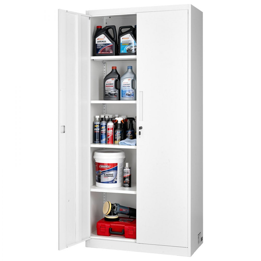 VEVOR Metal Storage Cabinet, 68.9 in Lockable Steel Garage Cabinet with 4 Adjustable Shelves, 2 Magnetic Doors, 2 Keys