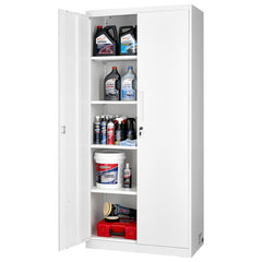 VEVOR Metal Storage Cabinet, 68.9 in Lockable Steel Garage Cabinet with 4 Adjustable Shelves, 2 Magnetic Doors, 2 Keys
