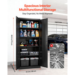 VEVOR Metal Storage Cabinet, 68.9 in Lockable Steel Garage Cabinet with 4 Adjustable Shelves, 2 Magnetic Doors, 2 Keys