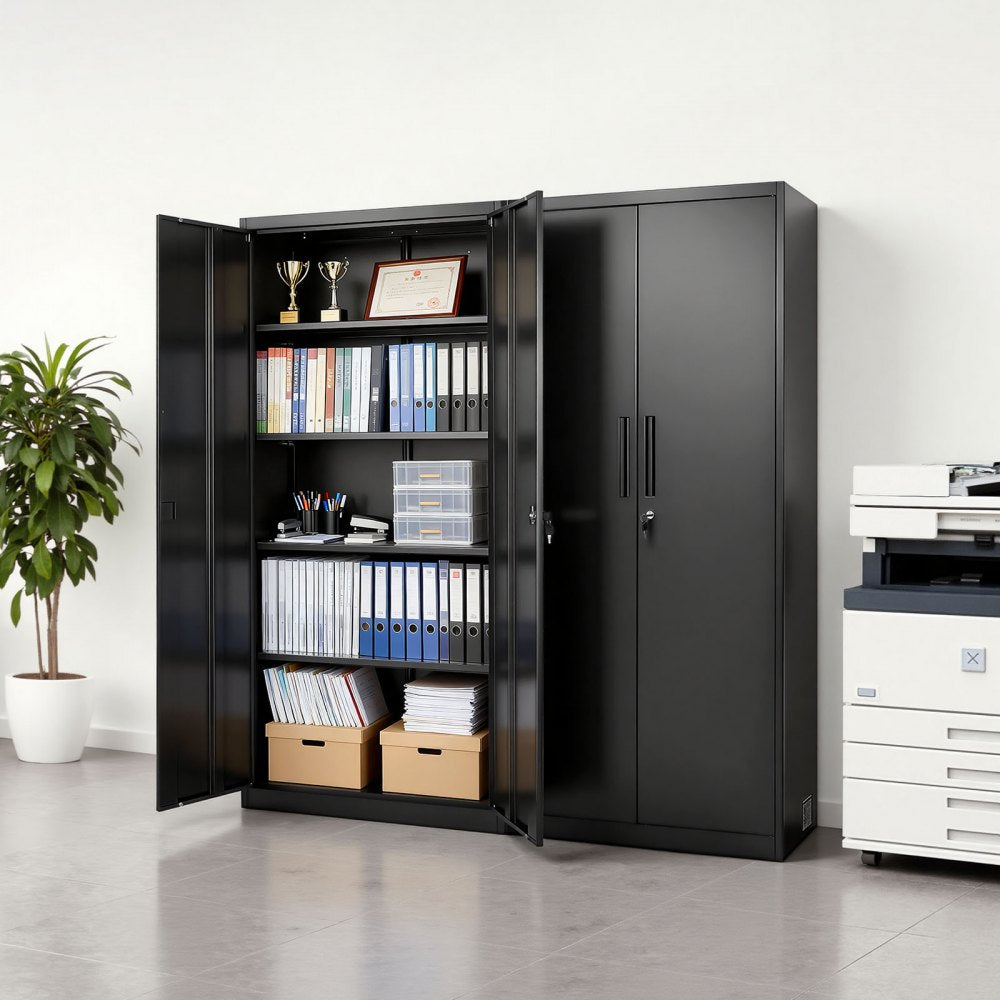 VEVOR Metal Storage Cabinet, 68.9 in Lockable Steel Garage Cabinet with 4 Adjustable Shelves, 2 Magnetic Doors, 2 Keys