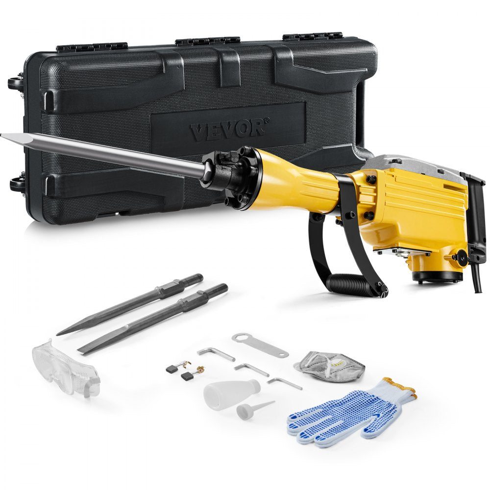 VEVOR Demolition Jack Hammer, 2200W Electric Jackhammer Heavy Duty, 1350 BPM Jack Hammer Concrete Breaker, with 1 Point