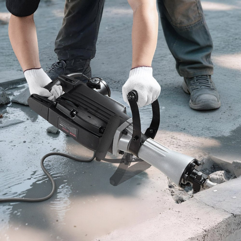 VEVOR Demolition Jack Hammer, 2800 W Powerful Electric Jackhammer, 1200 BPM Concrete Breaker with 3 Chisels, a Clay