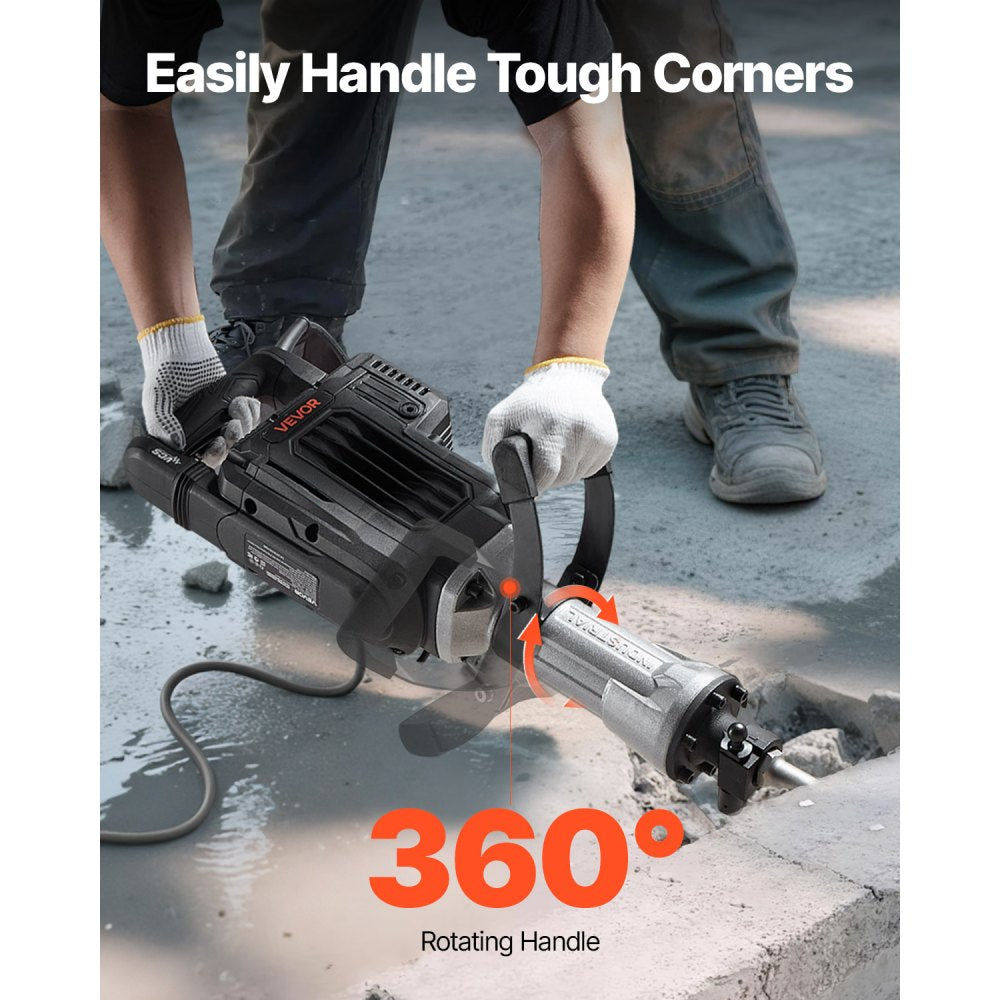 VEVOR Demolition Jack Hammer, 3000 W Powerful Electric Jackhammer, 1700 BPM Concrete Breaker with a Point Chisel