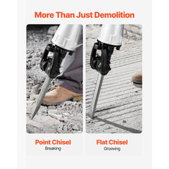 VEVOR Demolition Jack Hammer, 2100 W Powerful Electric Jackhammer, 1650 BPM Concrete Breaker with 2 Point Chisels, 2