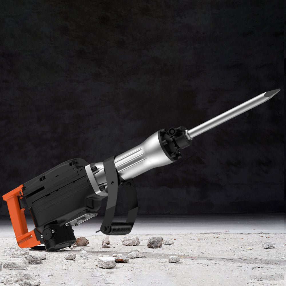 VEVOR Demolition Jack Hammer, 2200W Electric Jackhammer Heavy Duty, 1350 BPM Concrete Breaker, 2pcs Chisels Bit