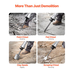 VEVOR Demolition Jack Hammer, 2200W 1400 BPM Jack Hammer Concrete Breaker, Heavy Duty Electric Jack Hammer 4pcs Chisels
