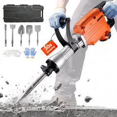 VEVOR Demolition Jack Hammer, 2200W Electric Jackhammer Heavy Duty, 1440 BPM Concrete Breaker 6pcs Chisels Bit Chipping