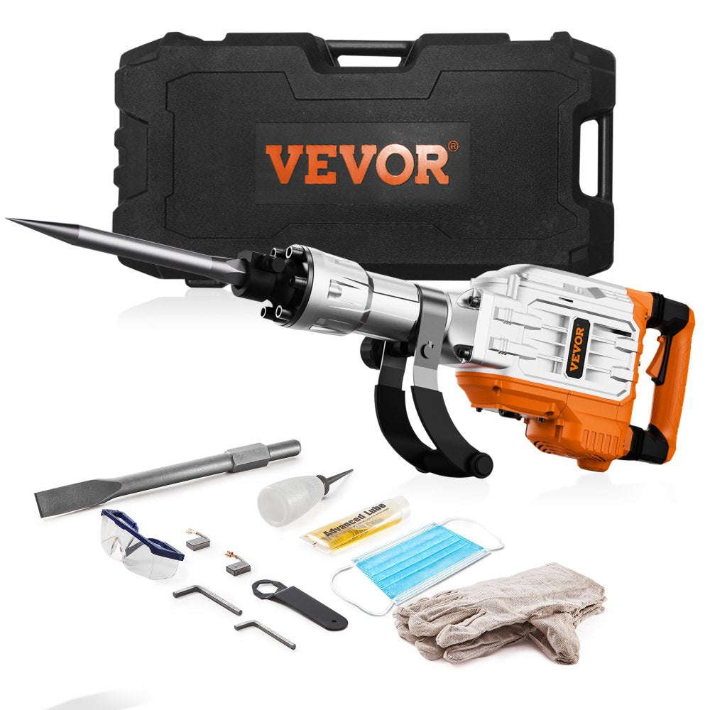 VEVOR Demolition Jack Hammer, 3500W Jack Hammer Concrete Breaker, 1900 BPM Heavy Duty Electric Jack Hammer, 2pcs Chisel