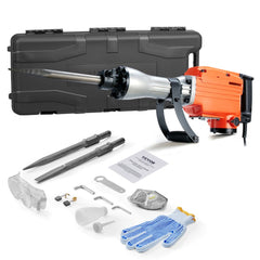 VEVOR Demolition Jack Hammer, 2200W Electric Jackhammer Heavy Duty, 1350 BPM Concrete Breaker, 2pcs Chisels Bit
