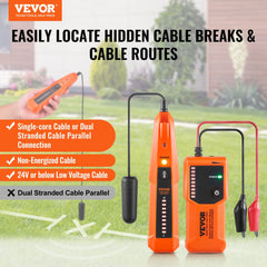 VEVOR Underground Cable Locator, 3 FT Max. Detection Depth, Wire Tracer Break Detector Finder with Earphone, 1000 FT
