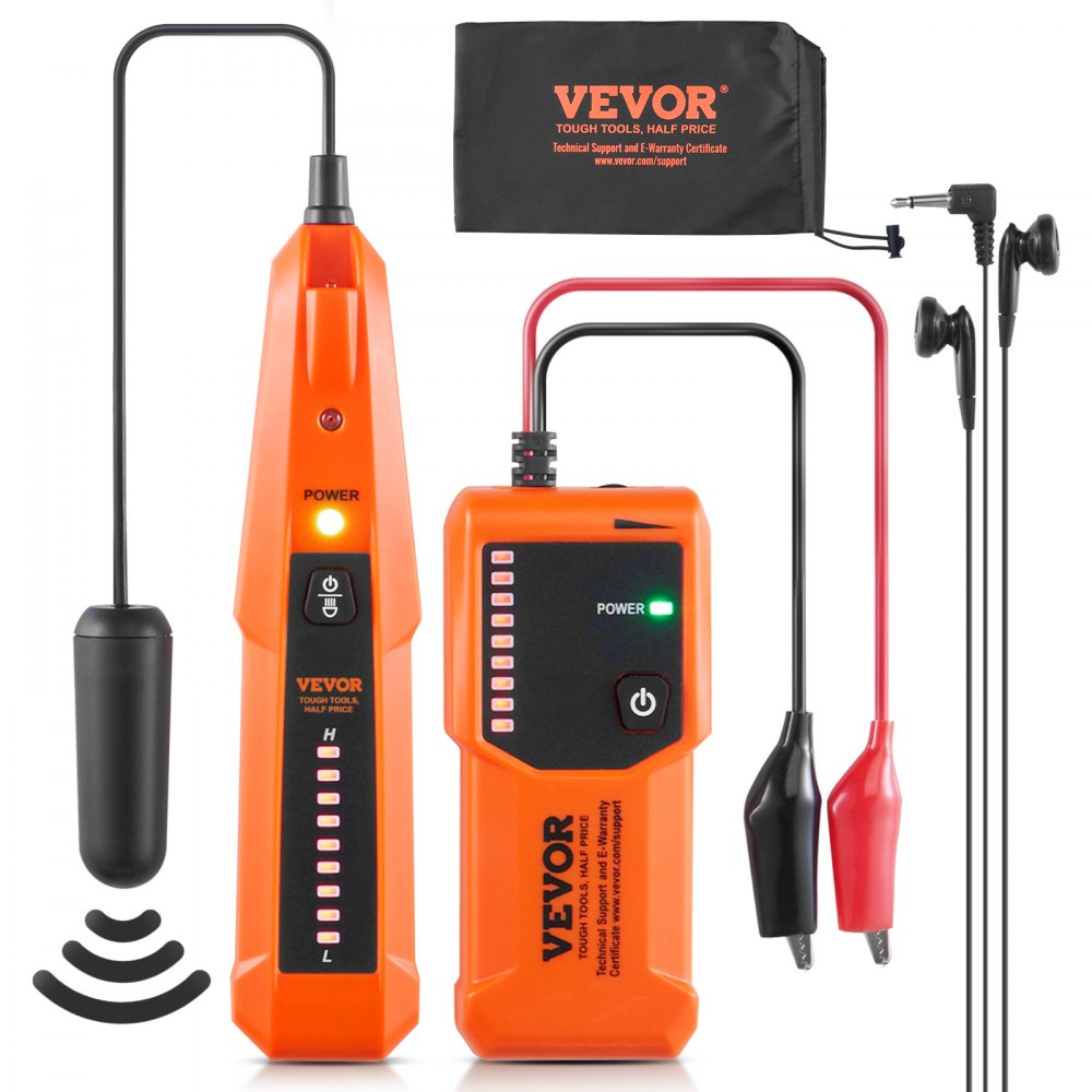 VEVOR Underground Cable Locator, 3 FT Max. Detection Depth, Wire Tracer Break Detector Finder with Earphone, 1000 FT