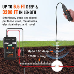 VEVOR Subterranean Wire Locator, Up to 6.5 FT Detection Depth, Earphone-Included Cable Tracer and Break Detector, 3280
