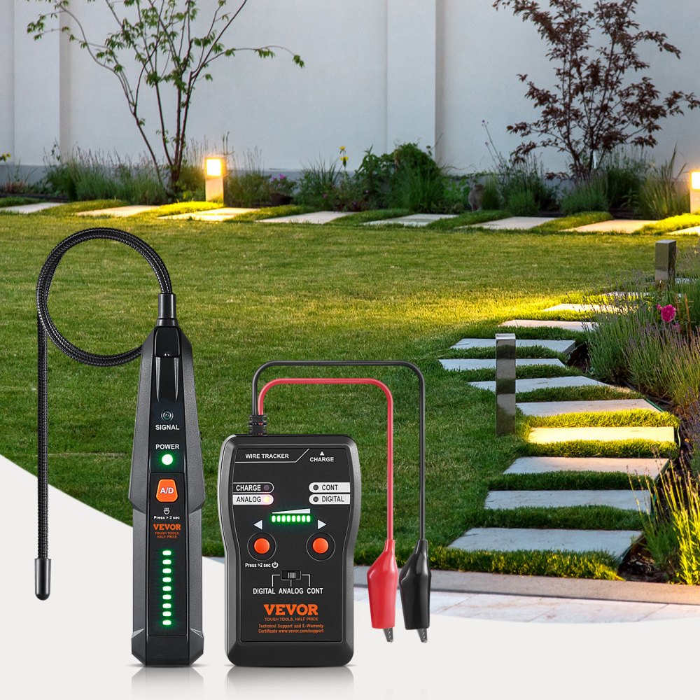 VEVOR Subterranean Wire Locator, Up to 6.5 FT Detection Depth, Earphone-Included Cable Tracer and Break Detector, 3280