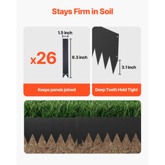 VEVOR Galvanized Steel Landscape Edging, 24-Pack 40 x 8 Inch Metal Edging for Landscaping with 26 Mounting Clips, Heavy