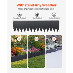 VEVOR Galvanized Steel Landscape Edging, 6-Pack 40 x 10 Inch Metal Edging for Landscaping with 8 Mounting Clips, Heavy